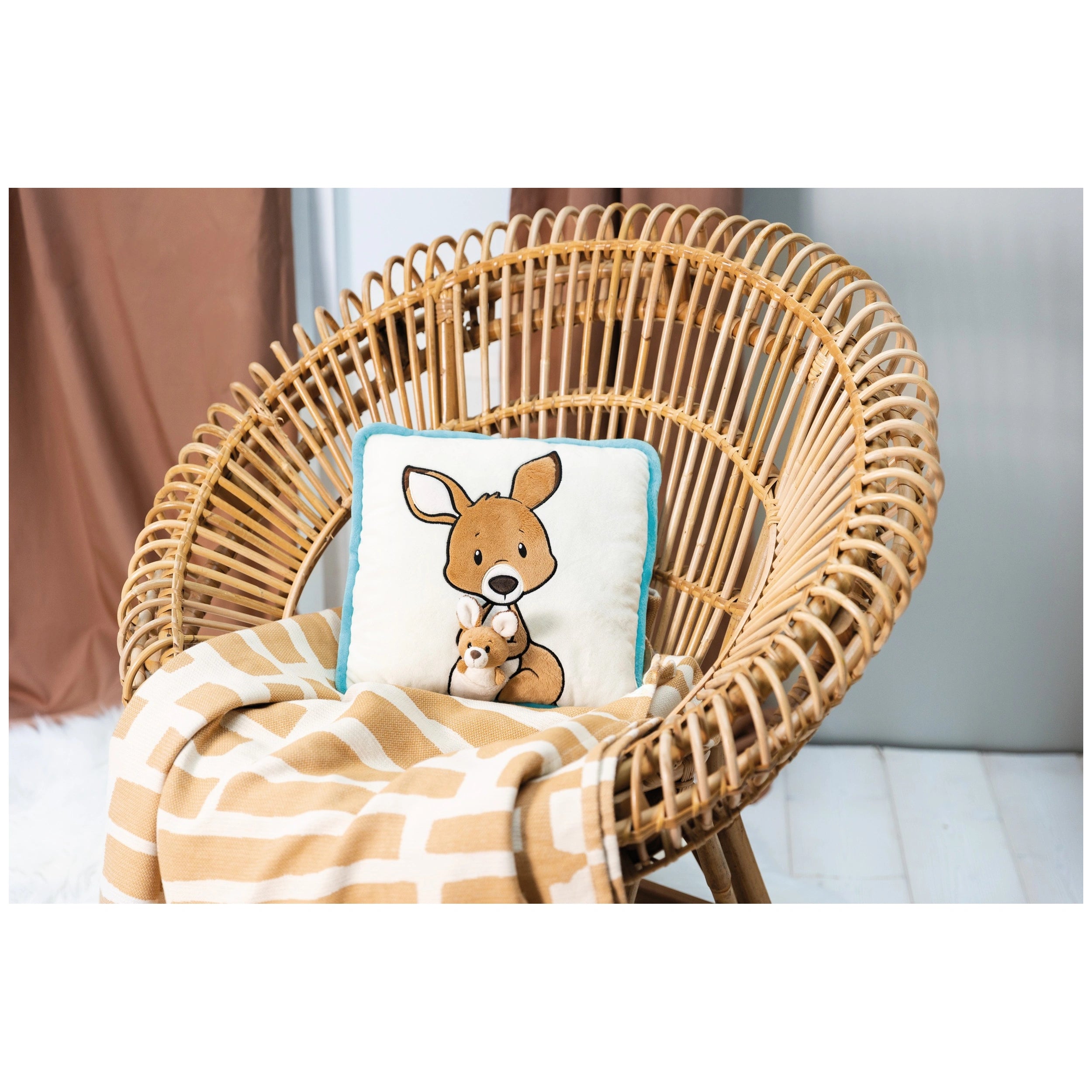 NICI - Wild-Friends-Square-Cushion-Kangaroo-Stuffed-Animals