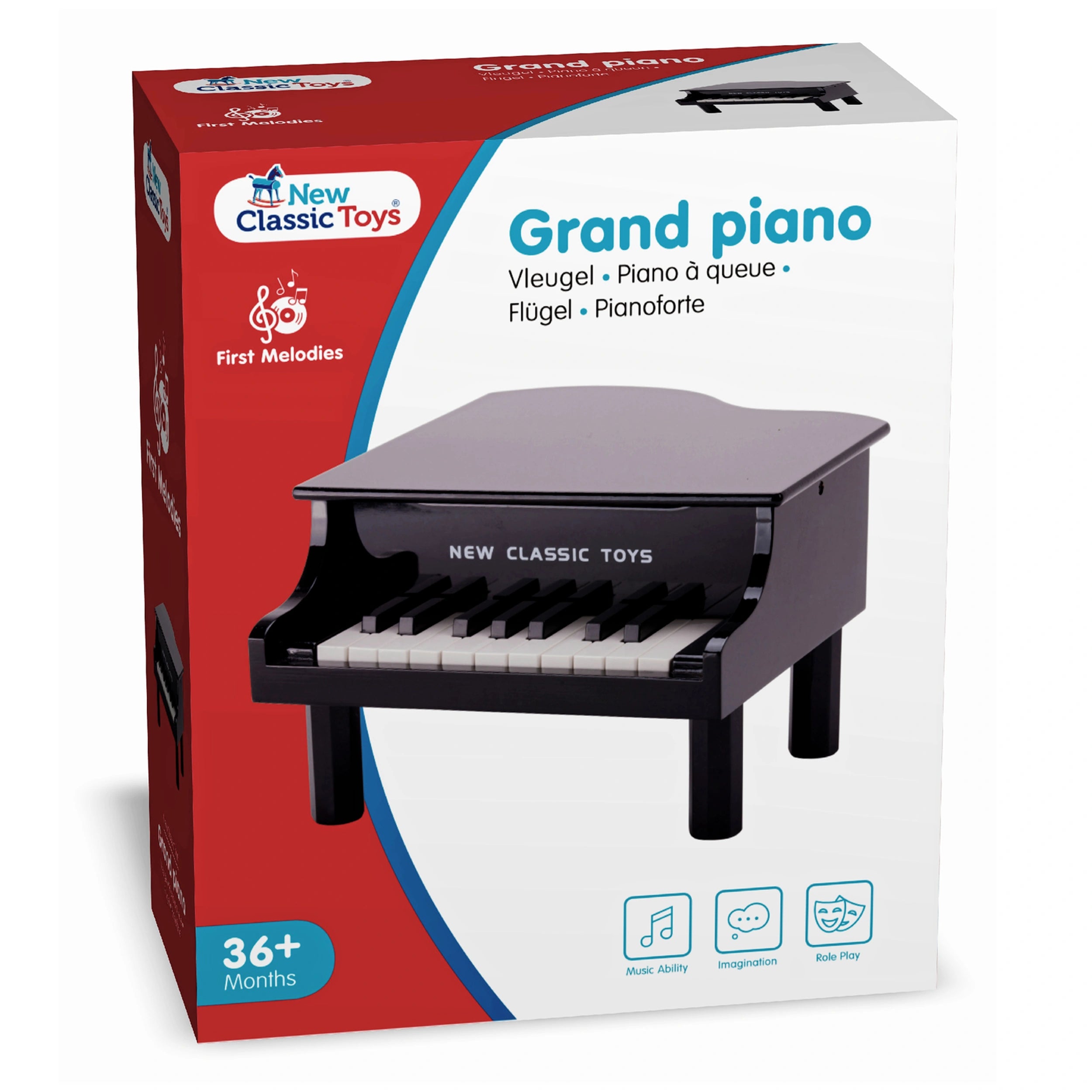 New Classic Toys - Grote Piano - 18 Toetsen - Zwart - Muziekinstrumenten