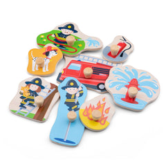 New Classic Toys - Puzzel met Stiften - 8 Stukken - Brandweer - Baby Activiteit Speelgoed