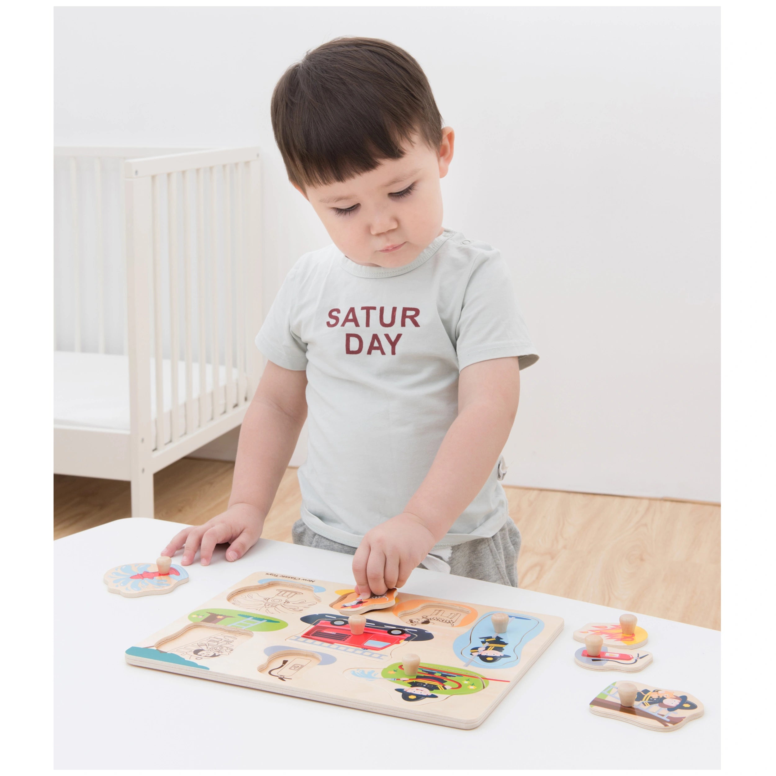 New Classic Toys - Puzzel met Stiften - 8 Stukken - Brandweer - Baby Activiteit Speelgoed