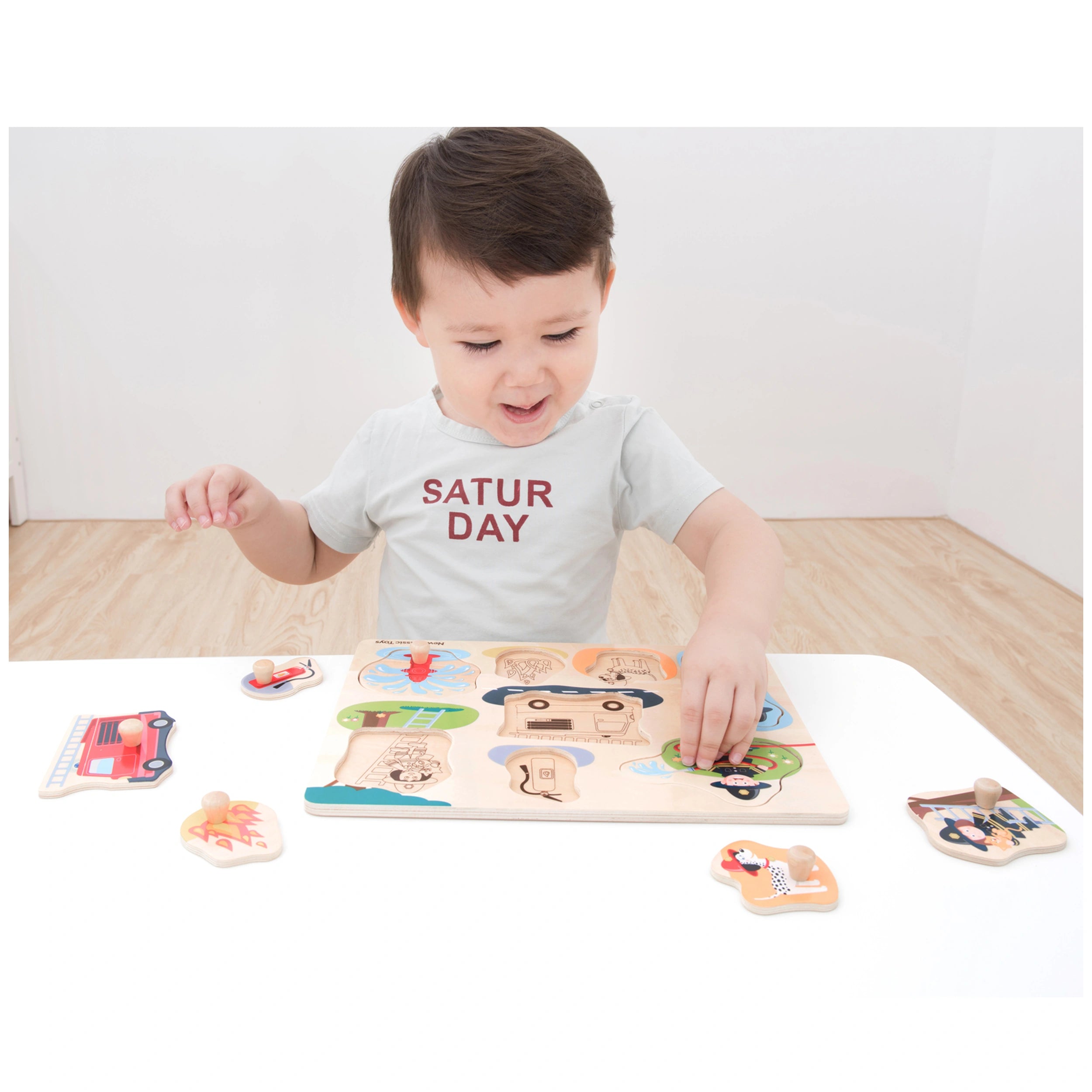 New Classic Toys - Puzzel met Stiften - 8 Stukken - Brandweer - Baby Activiteit Speelgoed