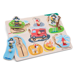 New Classic Toys - Puzzel met Stiften - 8 Stukken - Brandweer - Baby Activiteit Speelgoed