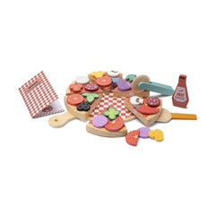 New Classic Toys - Pretend Professions - Pizza Play Food Set - Wood - 2+ Yrs