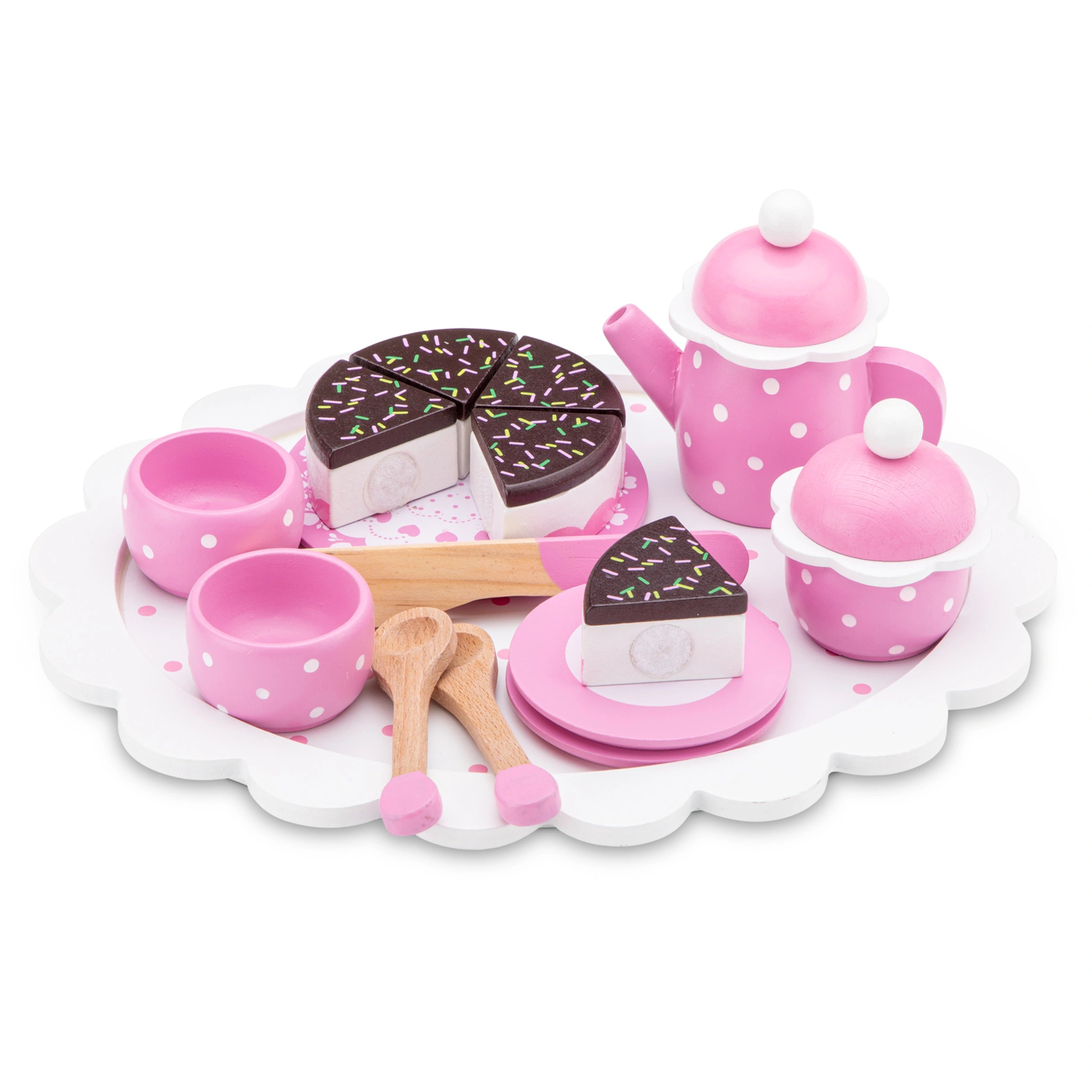 New Classic Toys - Theeset met Snijtaart - Roze - Doen alsof Beroepen & Rollenspel