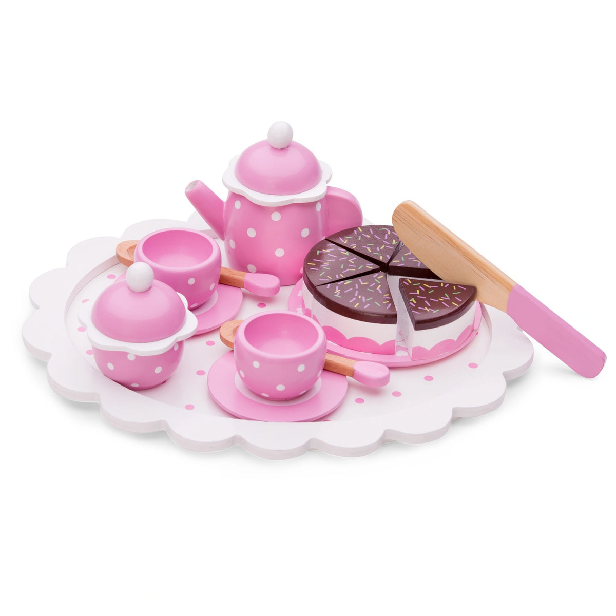 New Classic Toys - Theeset met Snijtaart - Roze - Doen alsof Beroepen & Rollenspel