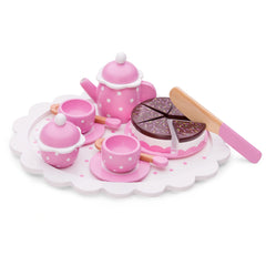 New Classic Toys - Theeset met Snijtaart - Roze - Doen alsof Beroepen & Rollenspel
