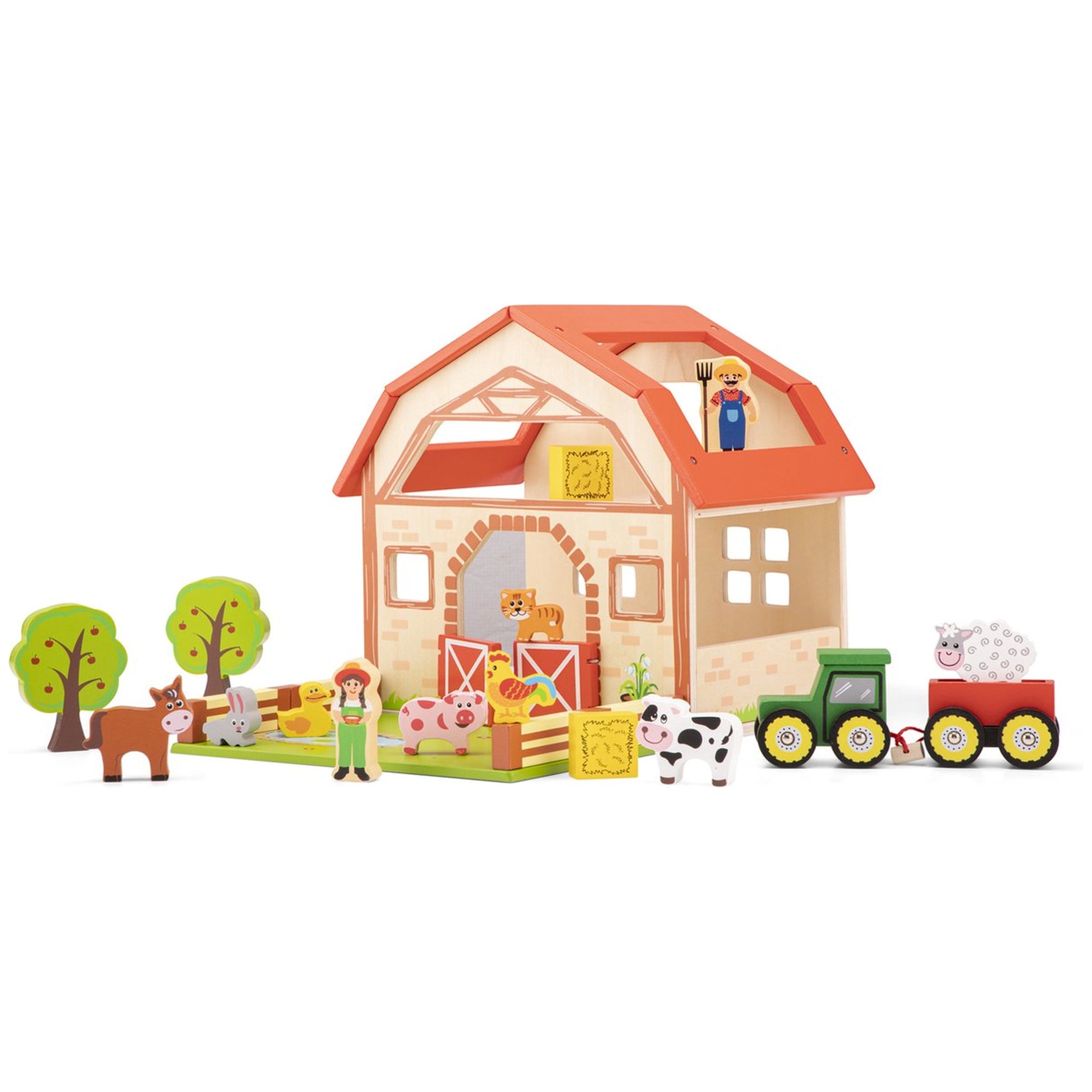 New Classic Toys - Houten Boerderij Speelgoedset Met 20 Figuren - Speelsets