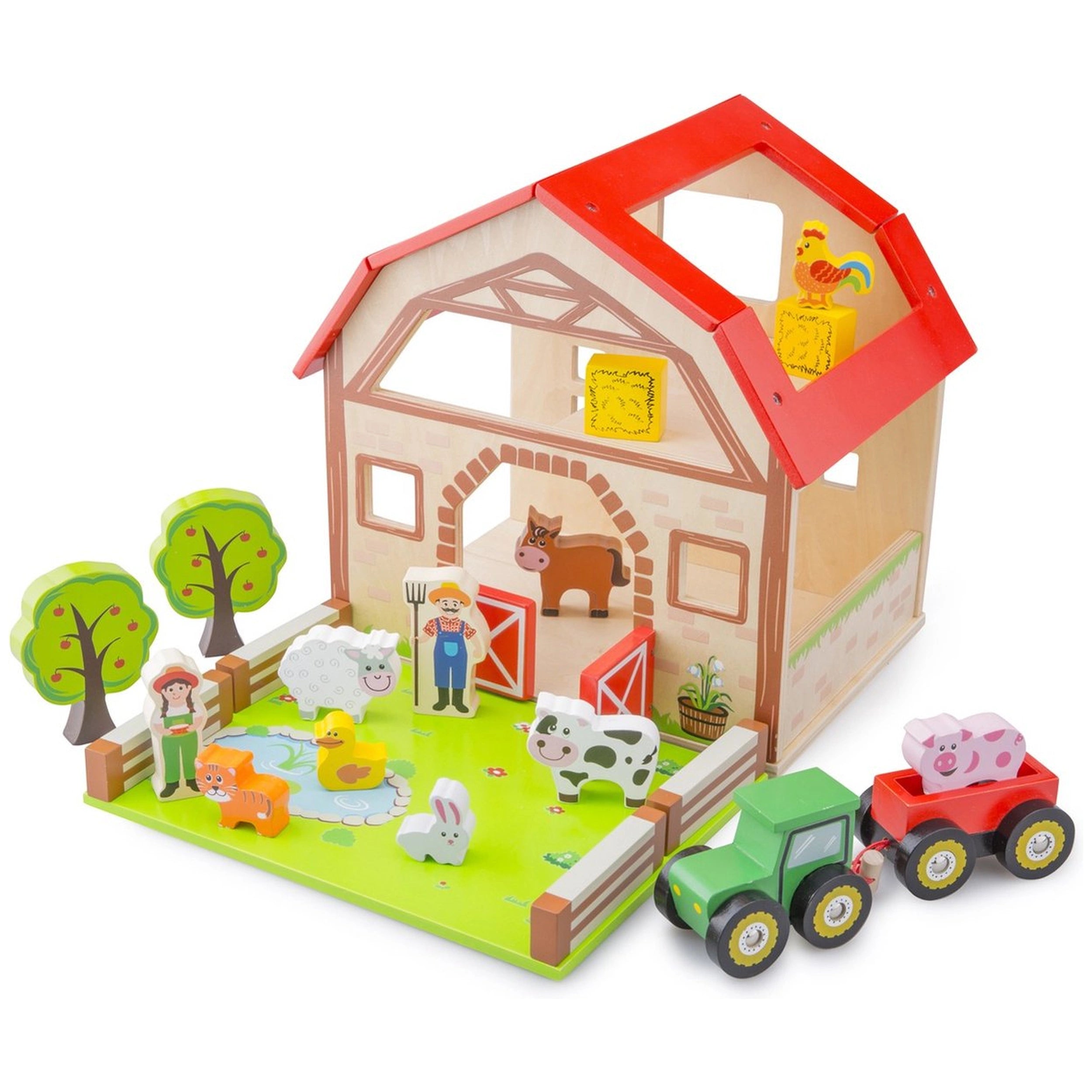 New Classic Toys - Houten Boerderij Speelgoedset Met 20 Figuren - Speelsets