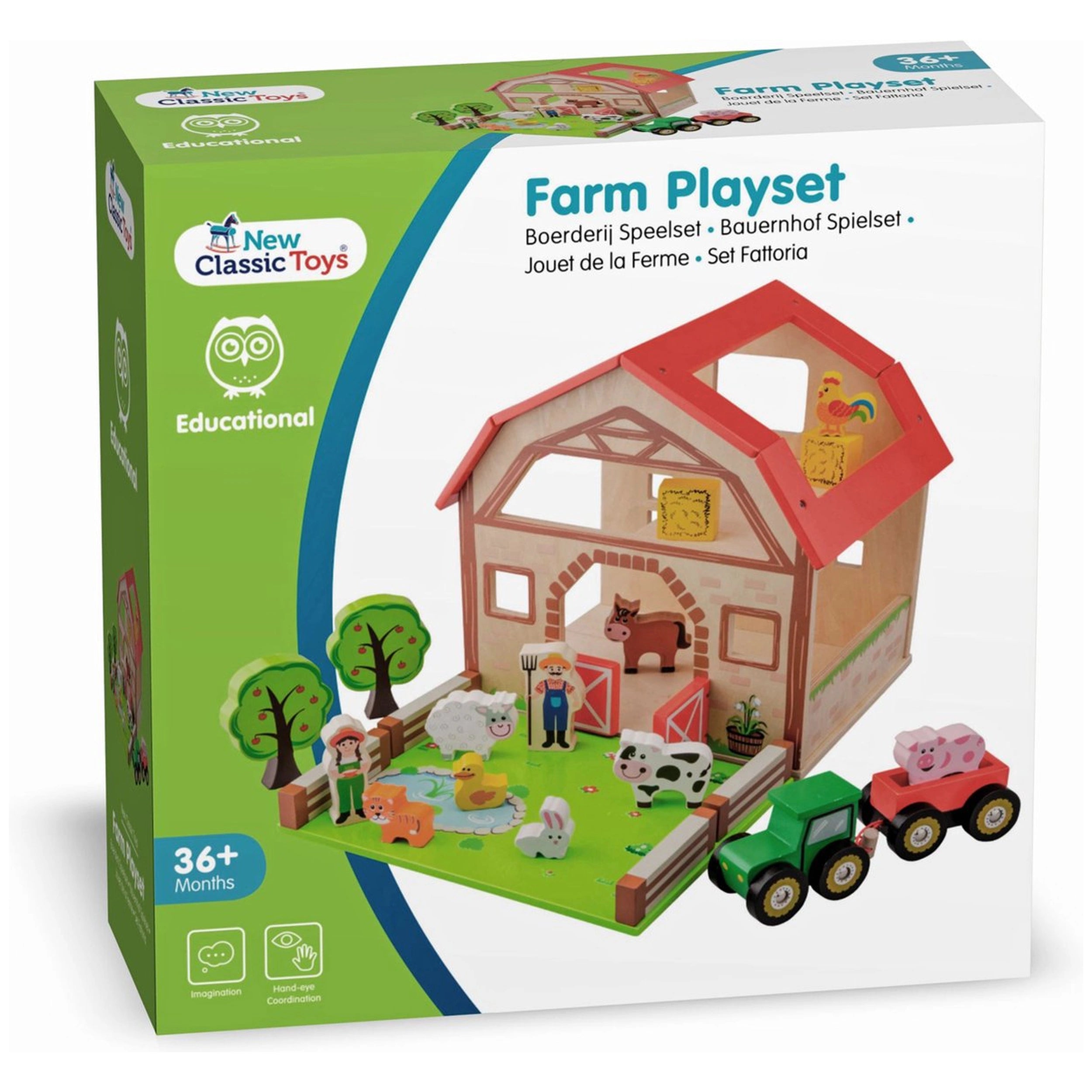 New Classic Toys - Houten Boerderij Speelgoedset Met 20 Figuren - Speelsets