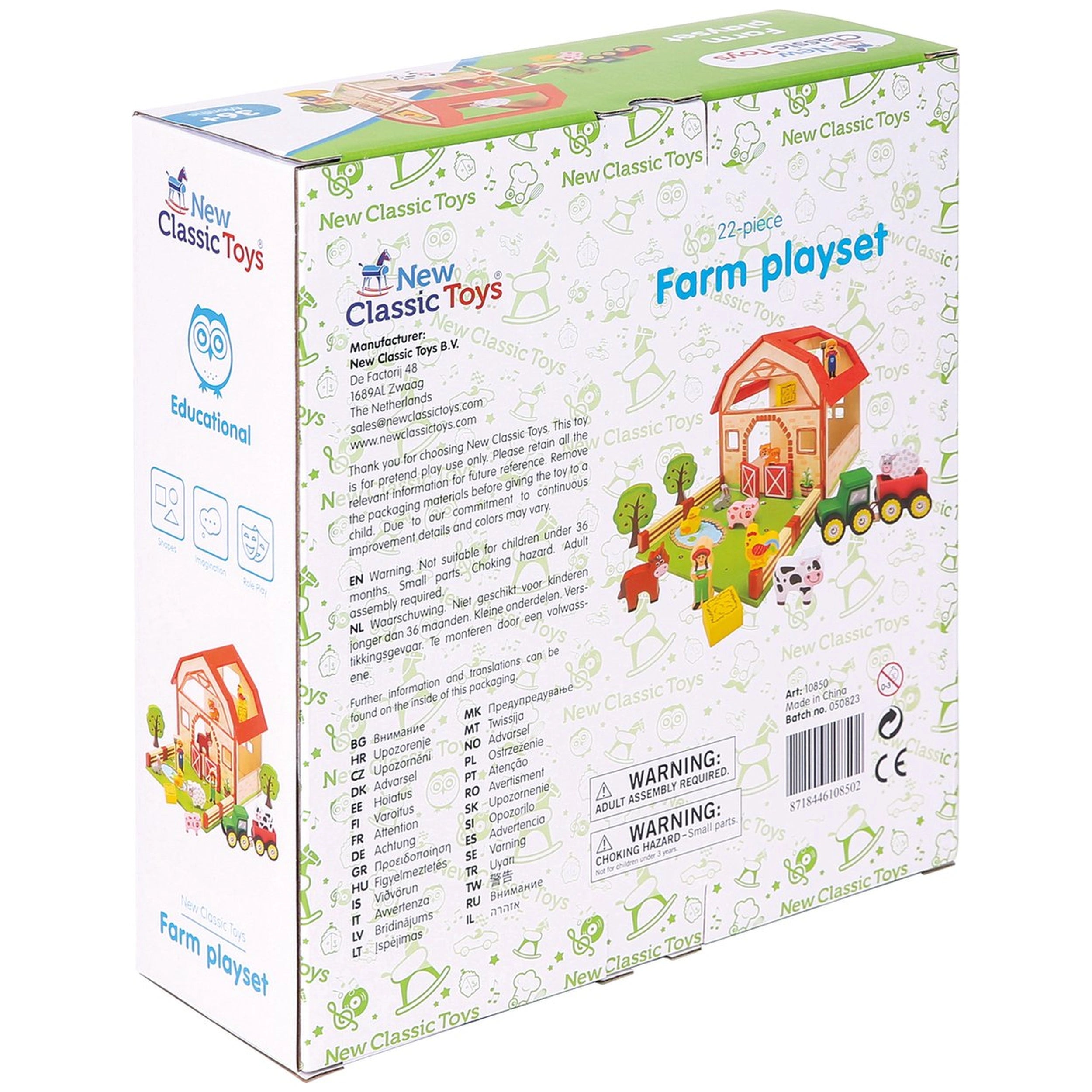 New Classic Toys - Houten Boerderij Speelgoedset Met 20 Figuren - Speelsets