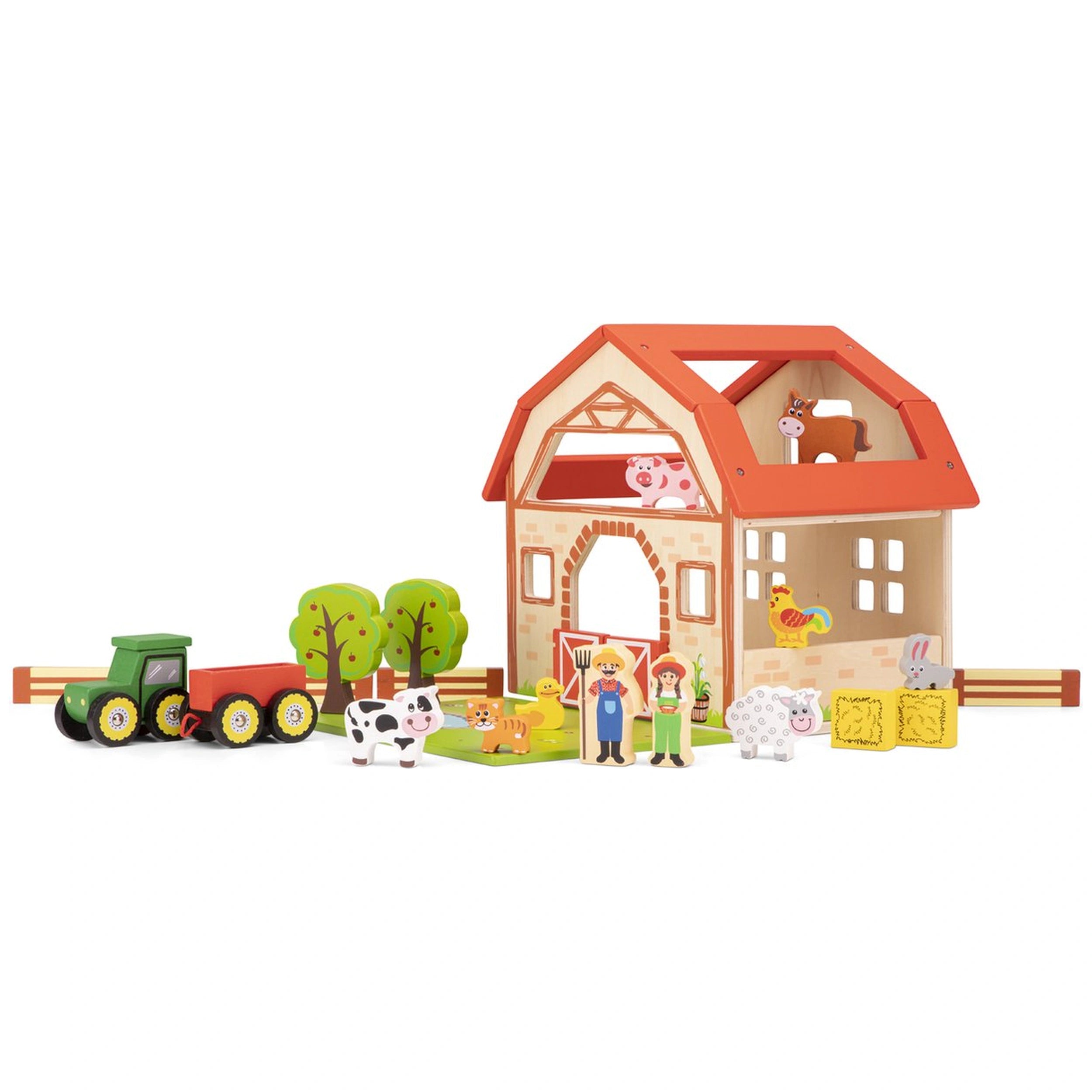 New Classic Toys - Houten Boerderij Speelgoedset Met 20 Figuren - Speelsets