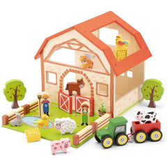 New Classic Toys - Houten Boerderij Speelgoedset Met 20 Figuren - Speelsets