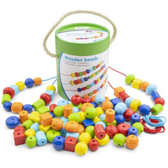 New Classic Toys - Houten Rijgparels In Doos - 96 Parels - Kunst & Ambachten