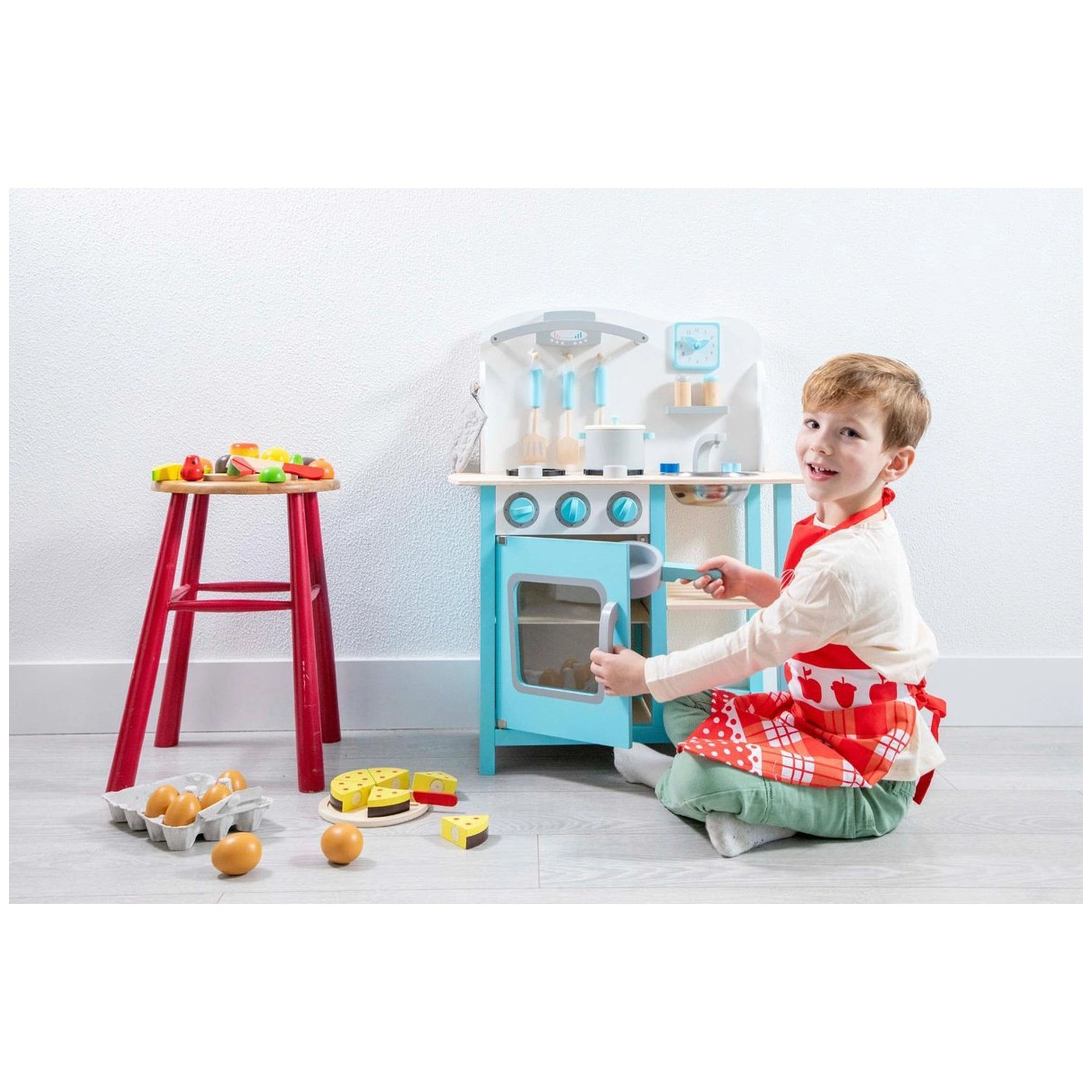 New Classic Toys - Houten Speelkeuken Blauw Bon Appetit - Doen alsof Beroepen & Rollenspel