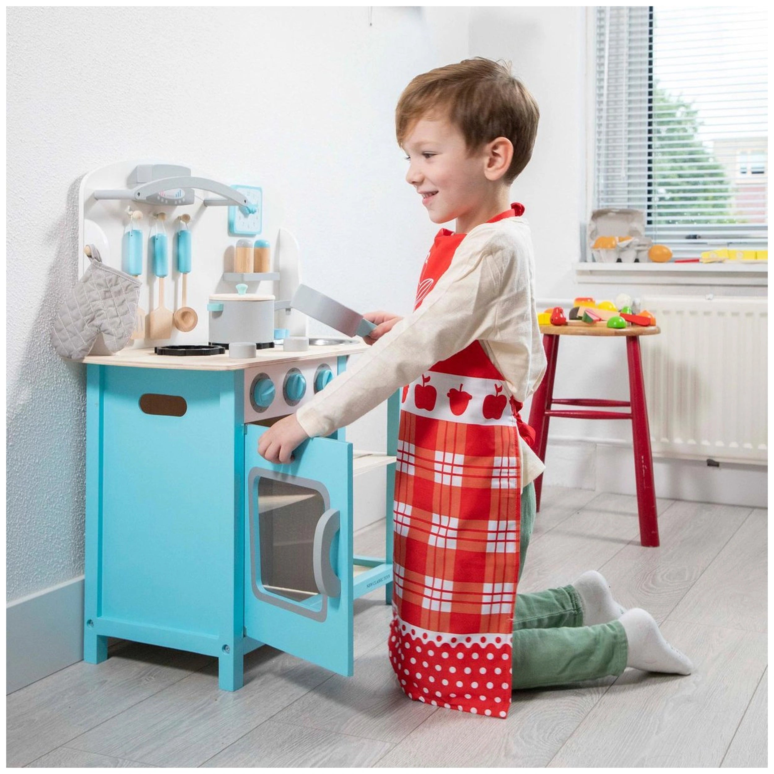 New Classic Toys - Houten Speelkeuken Blauw Bon Appetit - Doen alsof Beroepen & Rollenspel
