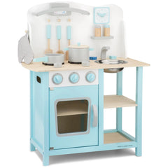 New Classic Toys - Houten Speelkeuken Blauw Bon Appetit - Doen alsof Beroepen & Rollenspel
