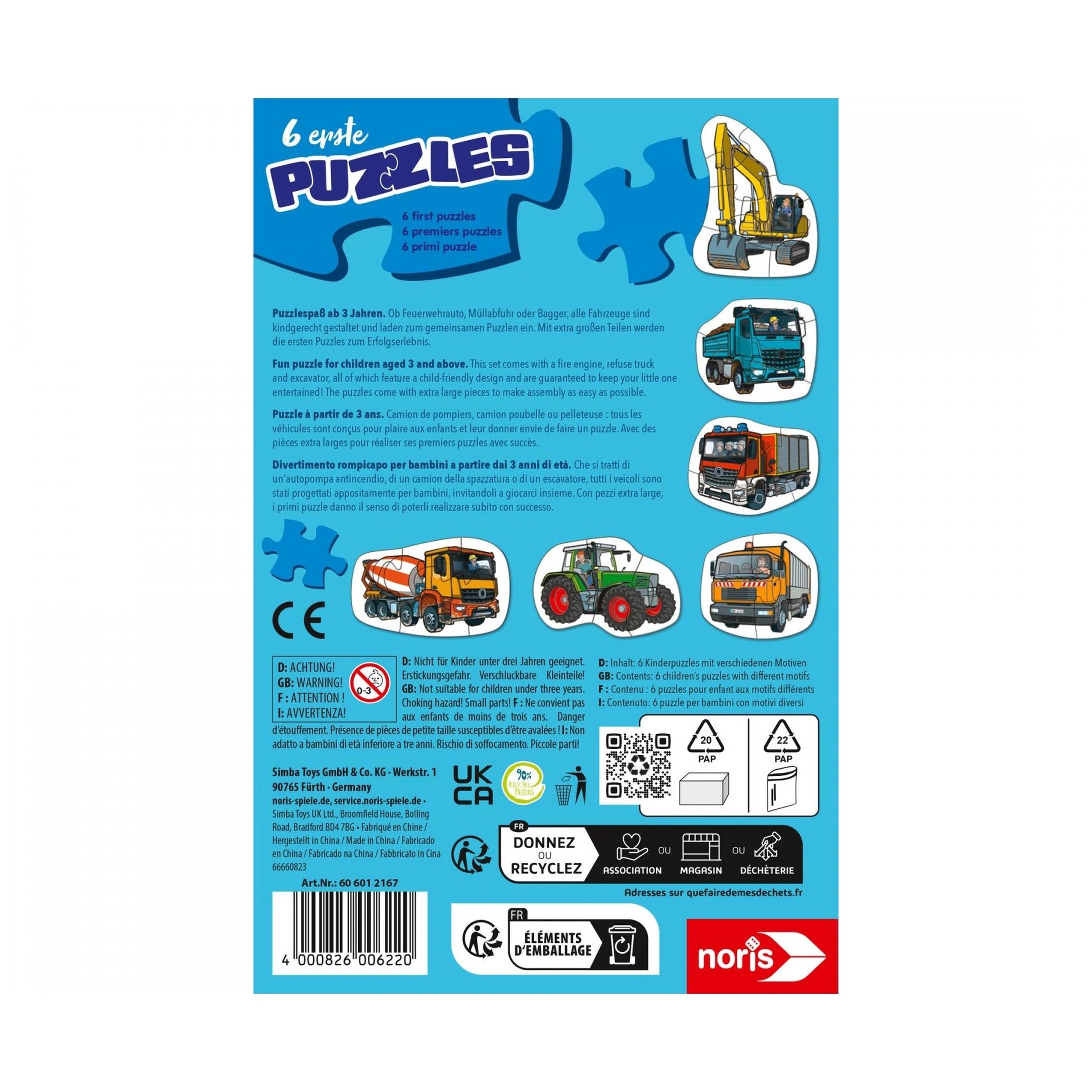 Noris - 6 first Puzzles - Vehicles - Puzzles - International Edition - Puzzles