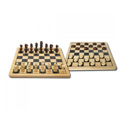 Noris - Deluxe Houten - Schaak & Dam - Bordspellen - Internationale Editie - Bordspellen