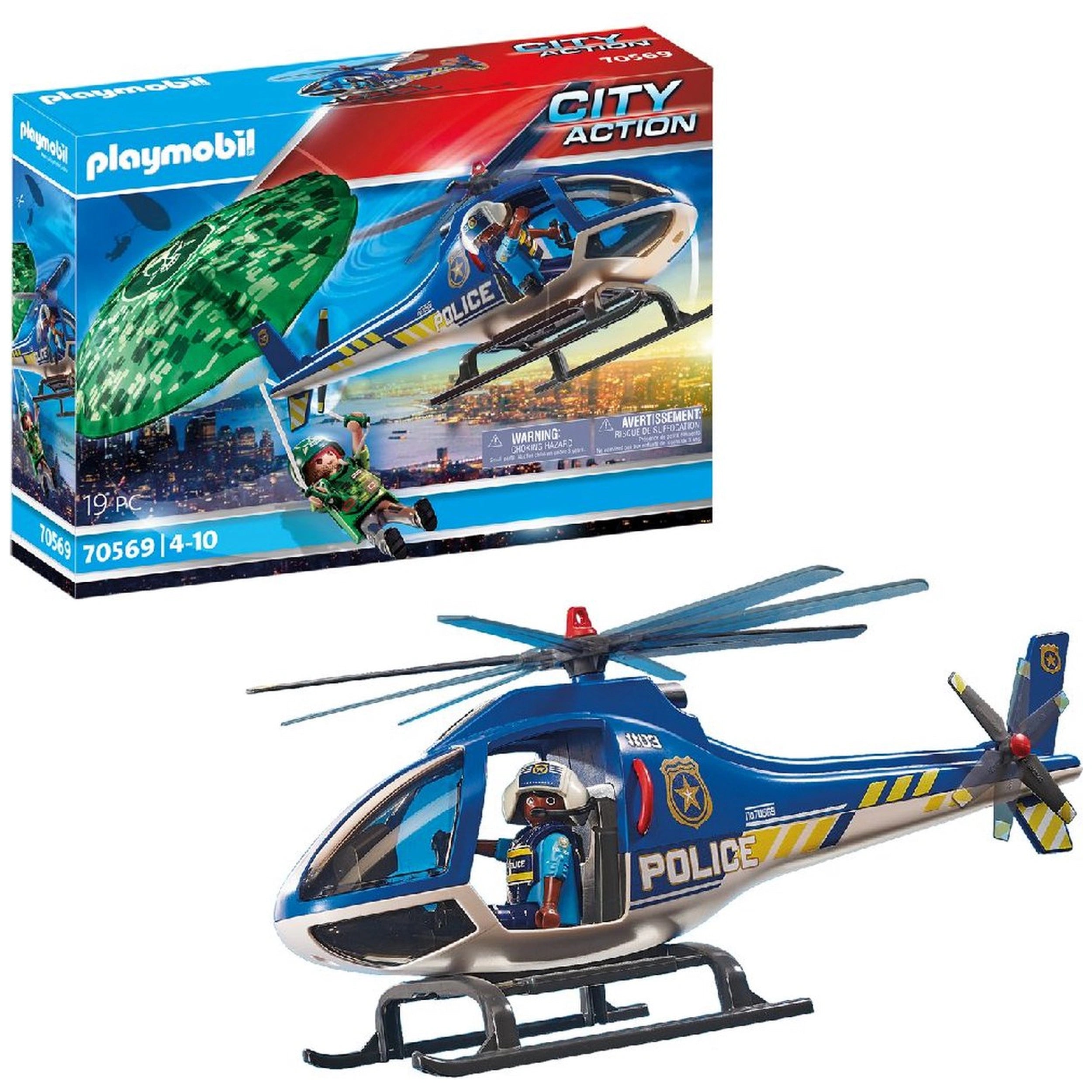 Playmobil City Action Politiehelikopter - Parachute Achtervolging - 70569