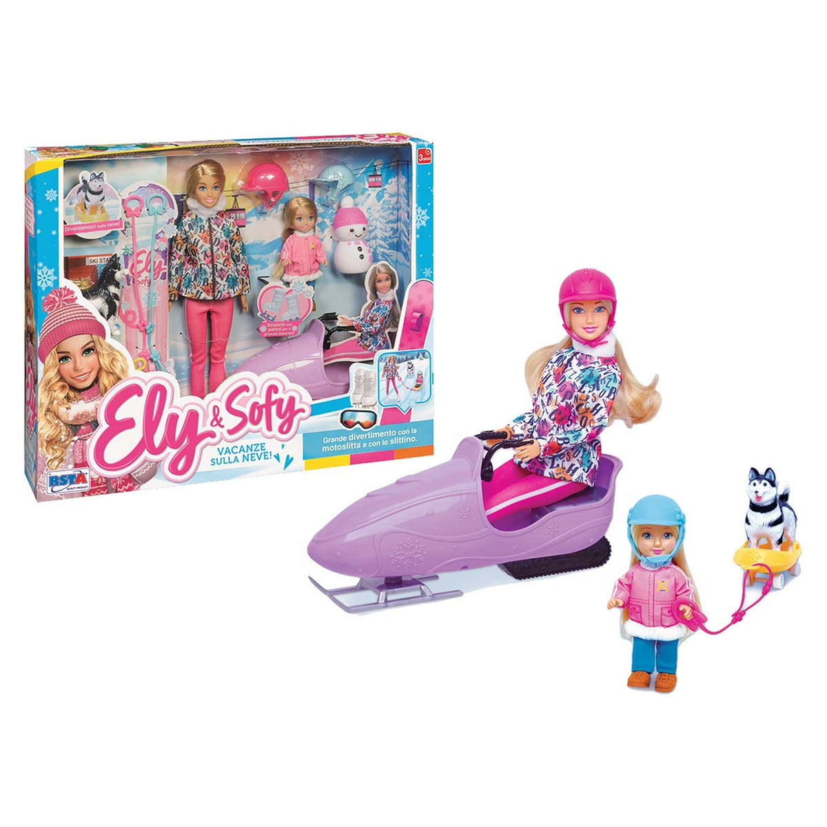 RS Toys - Ely Sofy Winter Vacation Snowmobile Set - Dolls Playsets Toy Figures