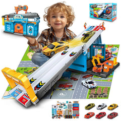 RS Toys - Pista Pit Stop 2 in 1 Draagbare Garage en Lanceerbaan - Speelvoertuigen