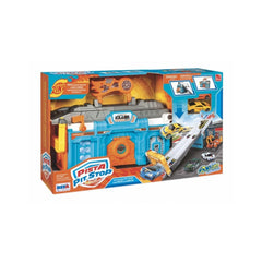 RS Toys - Pista Pit Stop 2 in 1 Draagbare Garage en Lanceerbaan - Speelvoertuigen