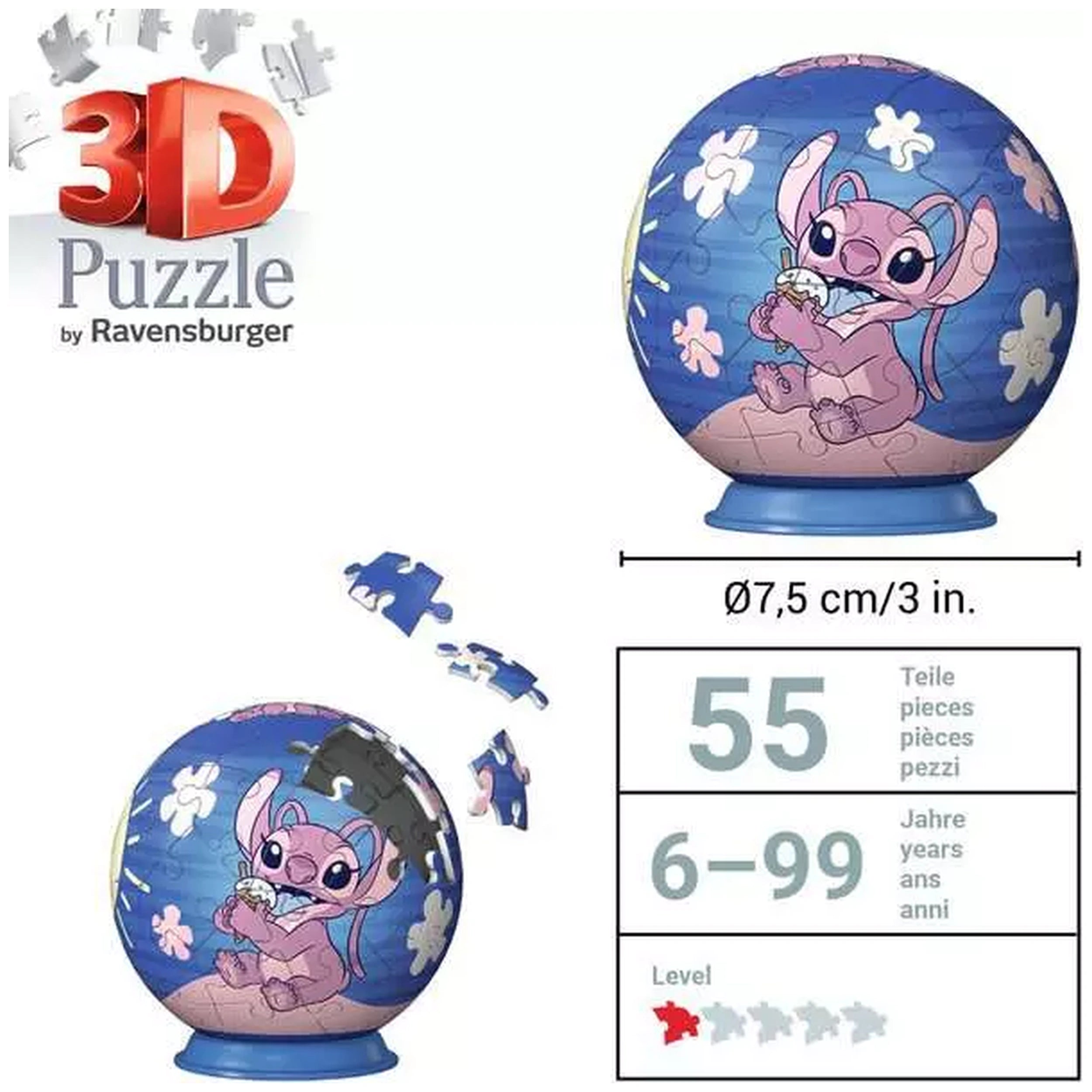 Ravensburger - 3D-Puzzelbal-Disney-Angel-Actie-Speelfiguren