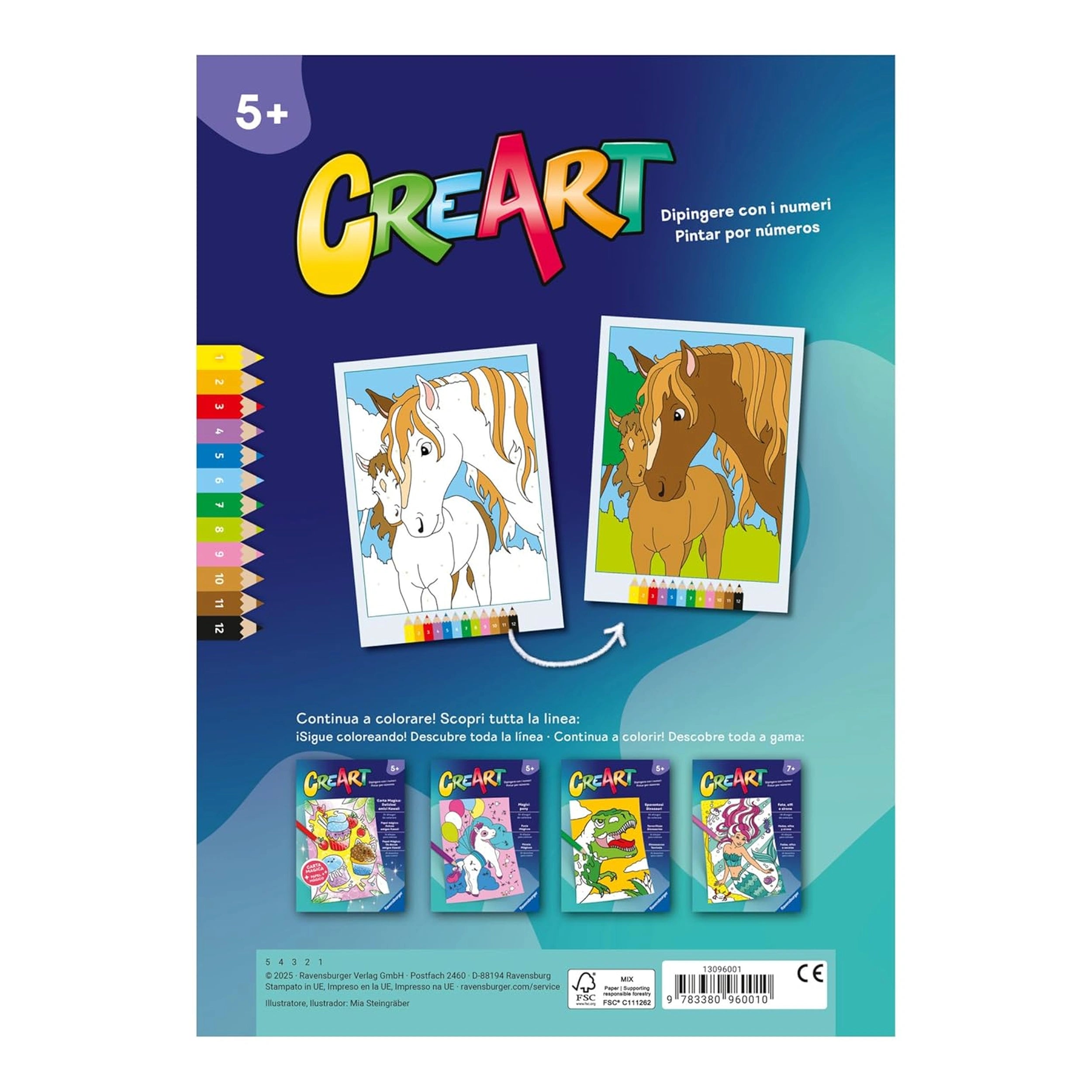 Ravensburger - CreArt-Creatief-Kleurboek-Zoete-Paarden-Kunst-En-Handwerk