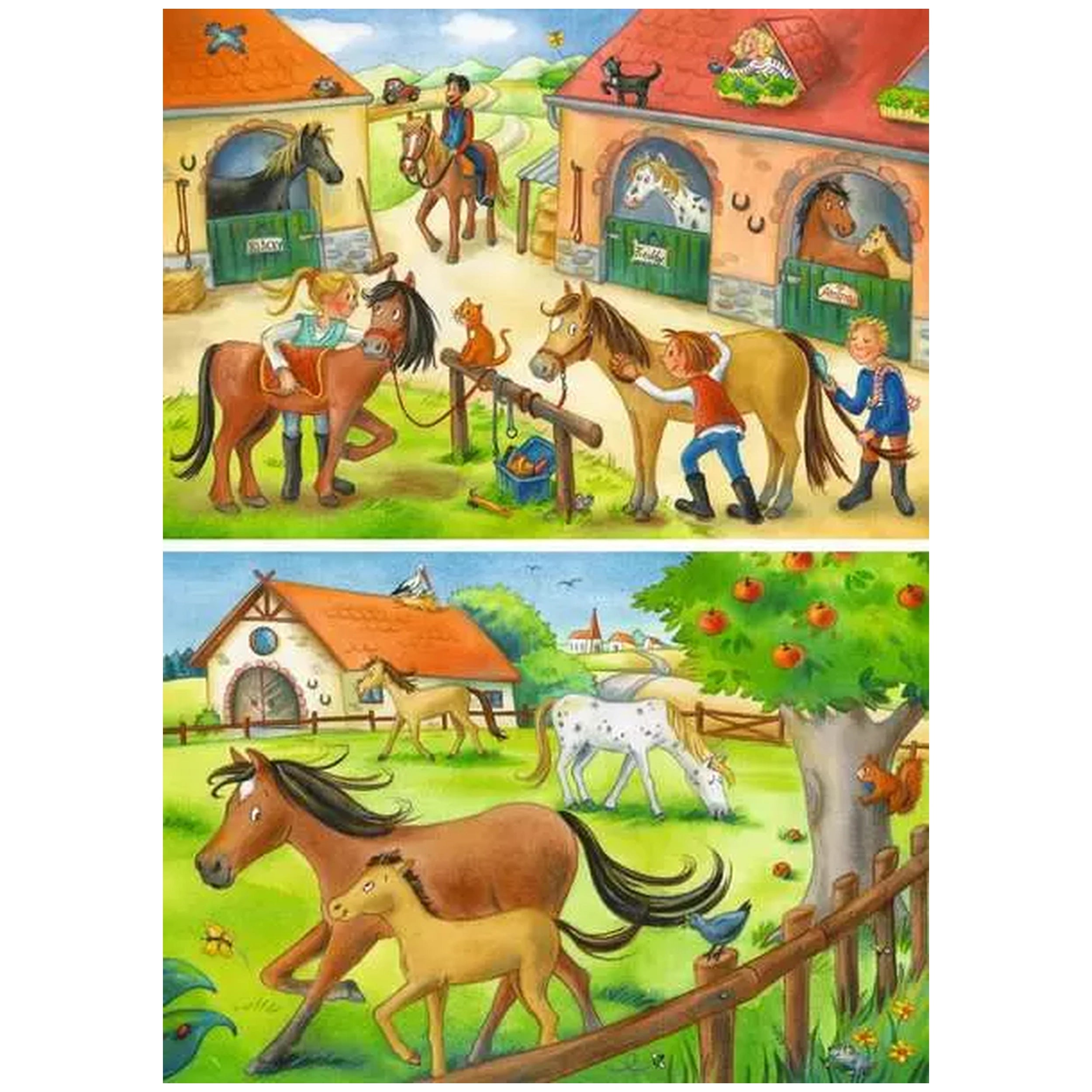 Ravensburger - Vakantie Op De Paardenboerderij - 2x12 Stukken - Puzzels