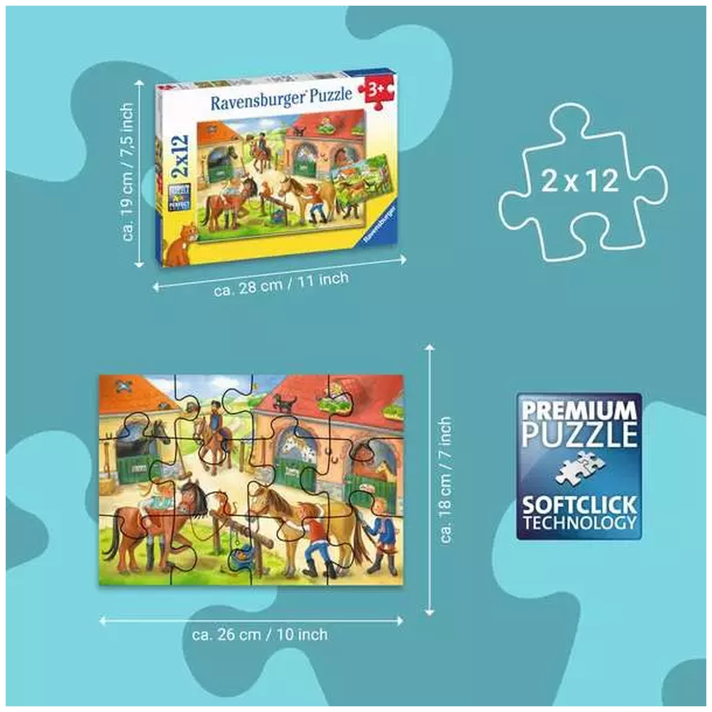 Ravensburger - Vakantie Op De Paardenboerderij - 2x12 Stukken - Puzzels