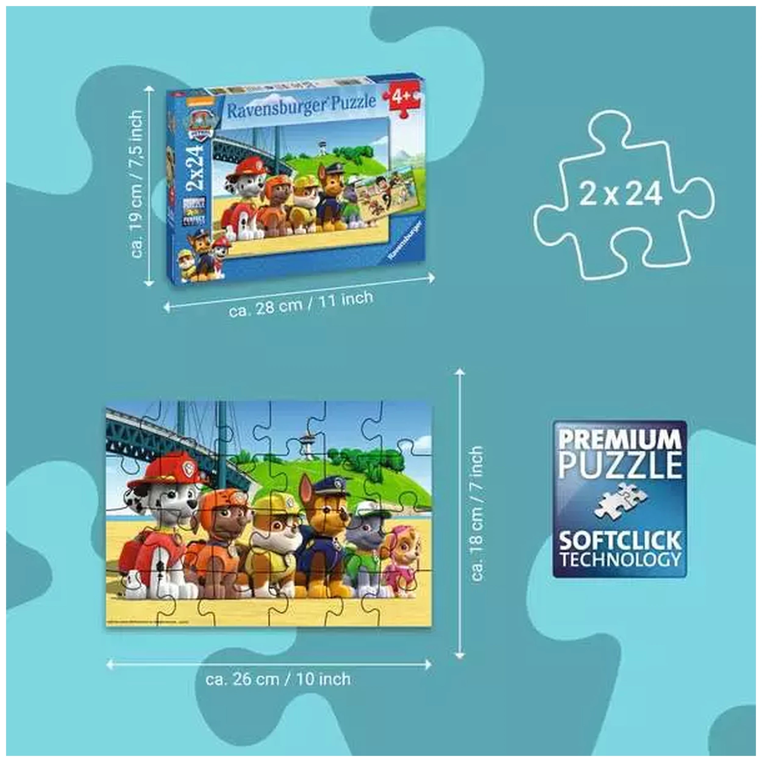 Ravensburger - Paw Patrol - Heroic Dogs - 2x24 Pieces - Puzzles