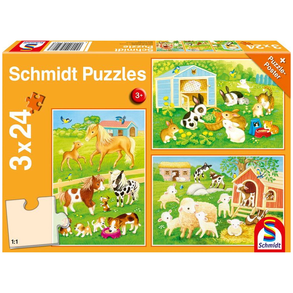 SCHMIDT SPIELE - Mijn Boerderij Vrienden 3x24 Stuks Kinderpuzzels - Puzzels