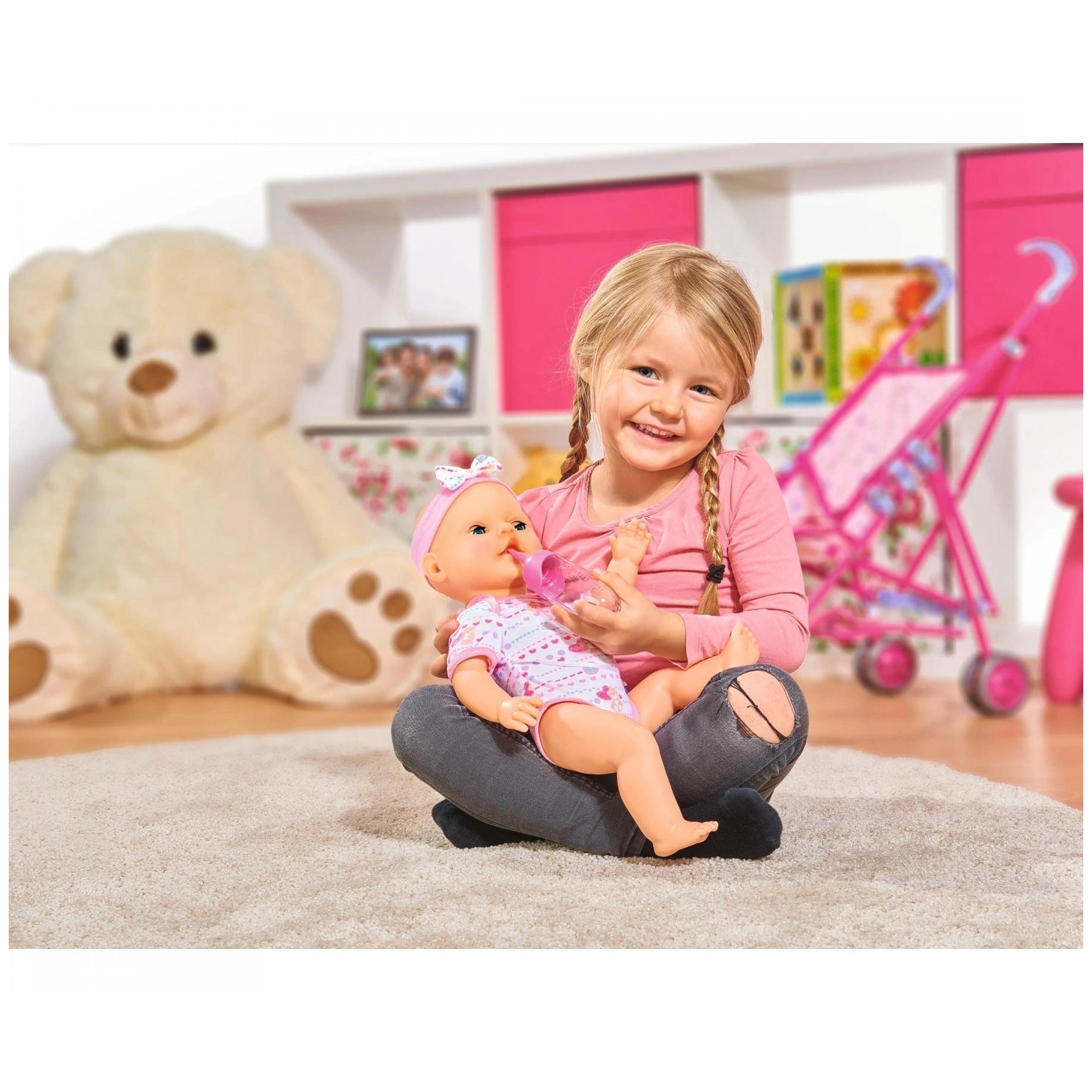 Simba - New Born Baby Pop, Roze Accessoires - Poppen, Speelsets & Speelgoedfiguren