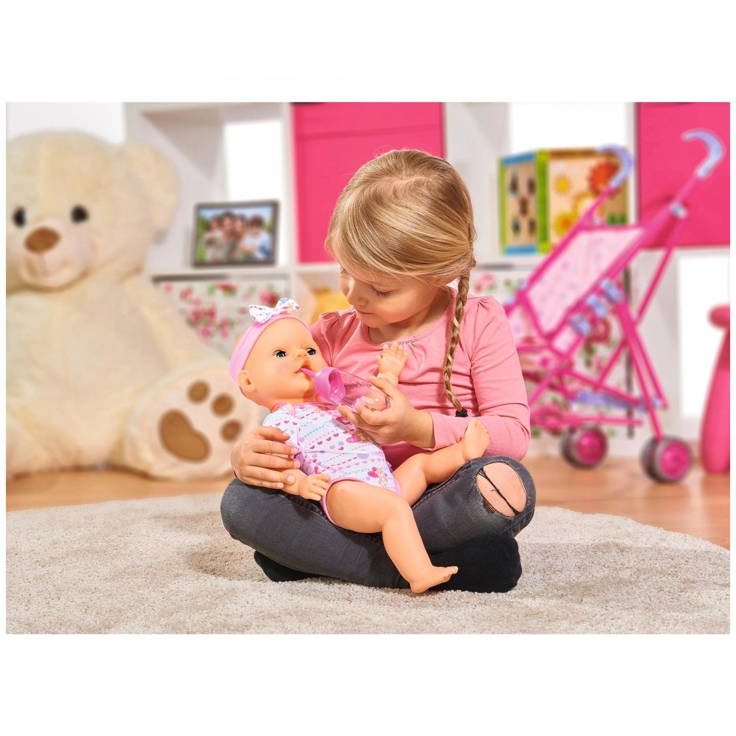 Simba - New Born Baby Pop, Roze Accessoires - Poppen, Speelsets & Speelgoedfiguren