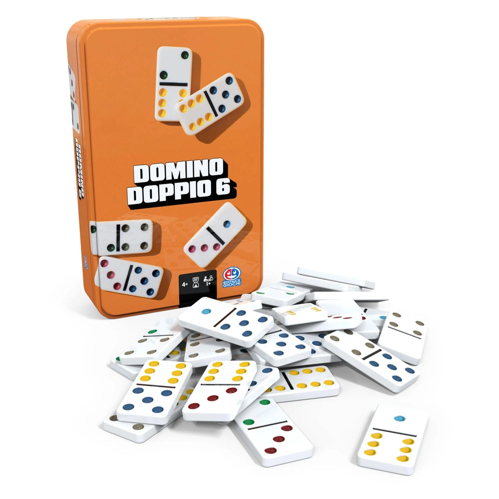 Spin Master - Double - Six Domino Sturdy Tin Travel Set - Bordspellen - 4 - 58146107