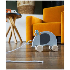 TRYCO - Wooden Elephant Pull Along Toy - Push & Pull Toys