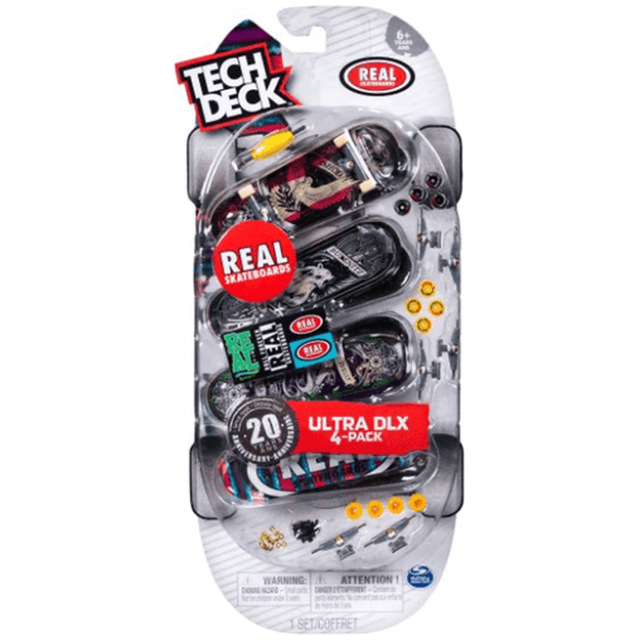Tech Deck - 96mm Fingerboard with Authentic Designs 4 Pack- Assorted