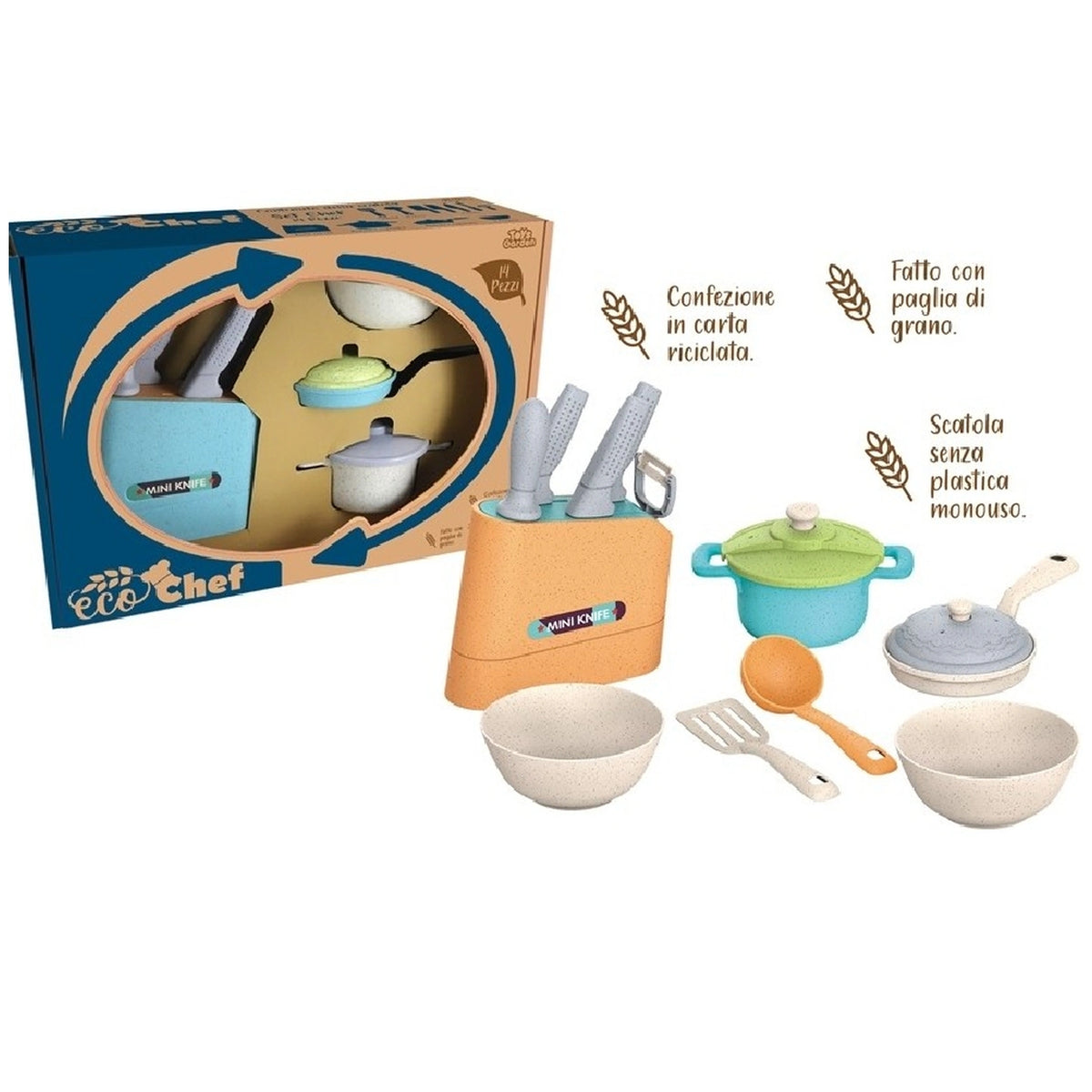 Toys Garden - Eco Chef 14-delig Duurzaam Kookset - Doen alsof Beroepen & Rollenspellen