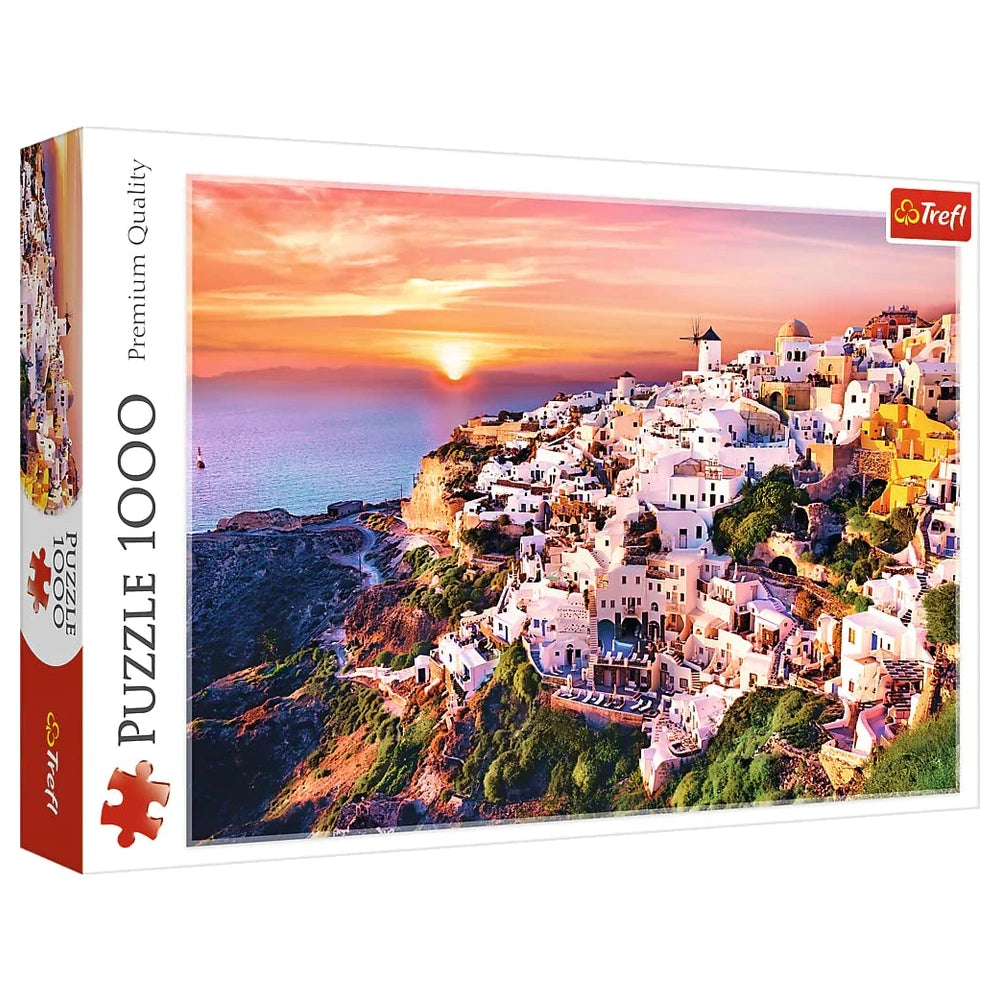 Trefl - 1000 Stukjes Puzzel - Puzzels - +14 - Zonsondergang Over Santorini - TRF10435