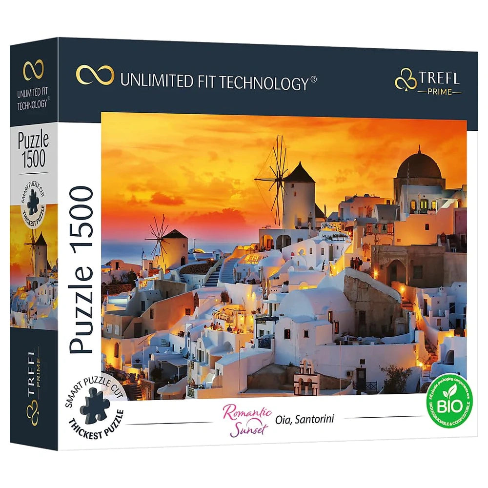 Trefl - 1500 Stukjes Puzzel UFT - Romantische Zonsondergang Oia, Santorini - 14+ - TRF26195
