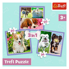 Trefl - 3 Puzzles in 1 - Adorable Puppies - Puzzles Age +3 - TRF34854