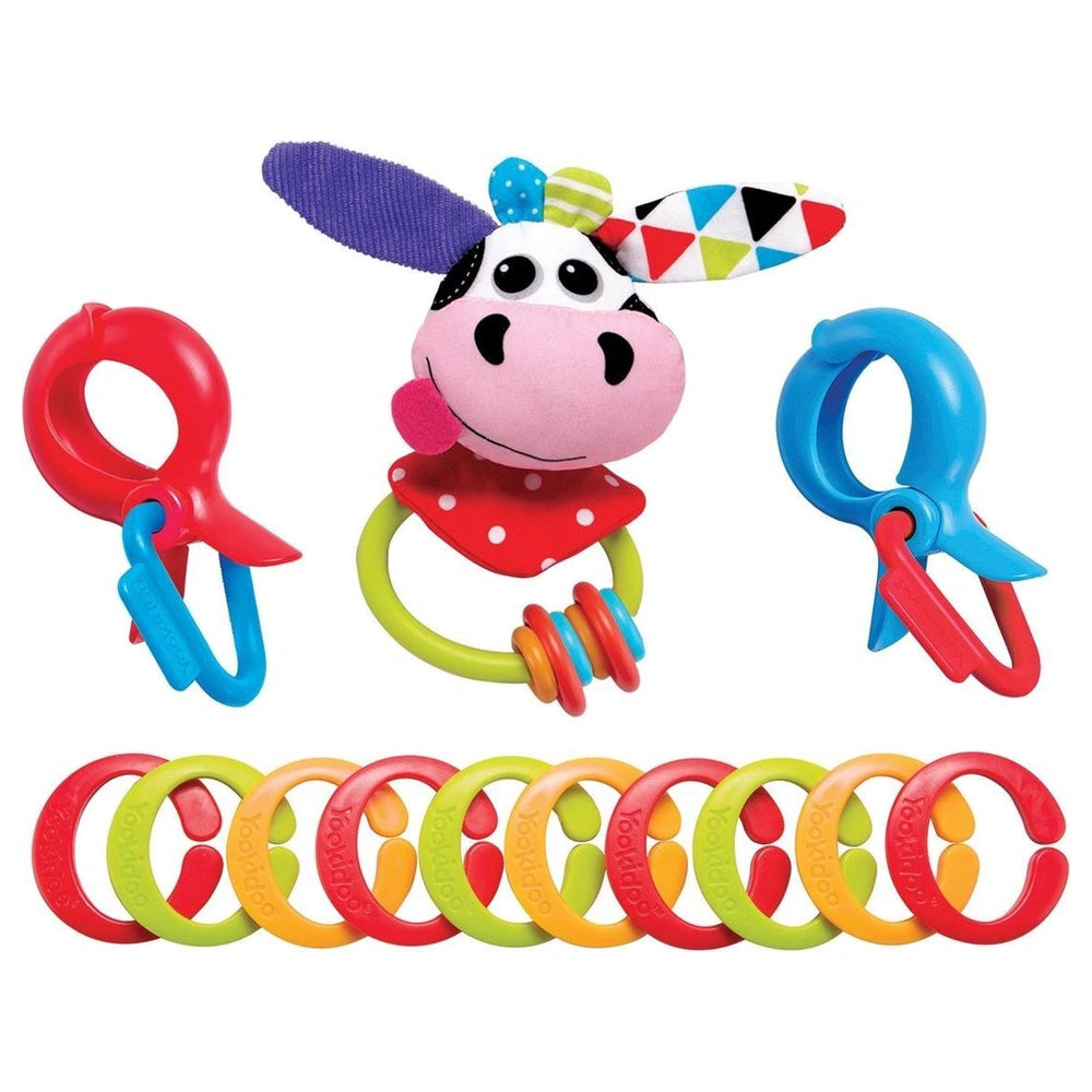 Yookidoo - Clips, Rattle 'N' Links Cow Toy Set - Baby Activity Toys - 0M - YKD40153