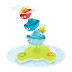 Yookidoo - Stack 'N' Spray Tub Fountain for Ages 1-6 - IPX7 Waterproof Battery-Operated Floating Bath Toy with Circulating Water Pump and 5 Stacking Boats