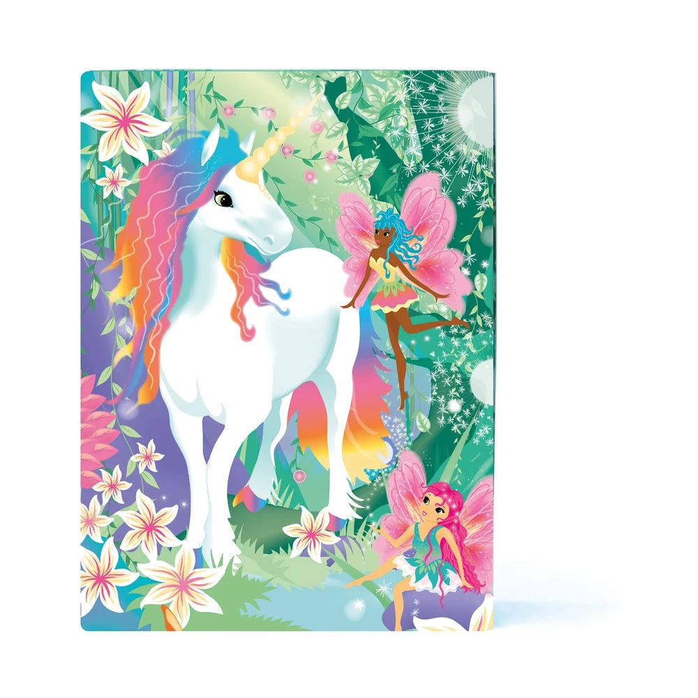 ARTISTA Scratch Pictures: Colorful unicorn and flowers design on a 6-piece arts & crafts notebook.