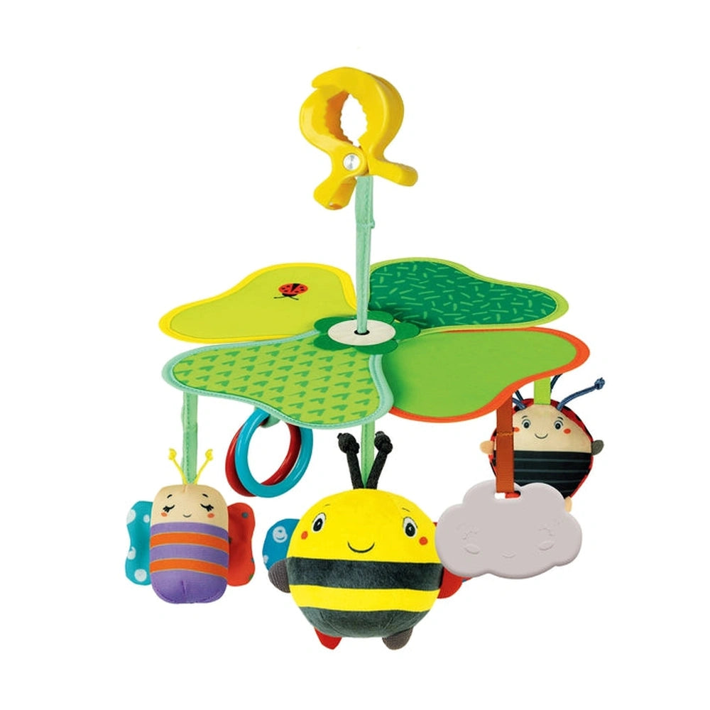 Baby Clementoni Easy-Peasy Travel Mobile features a colorful tree structure with plush bees, designed to engage young childre
