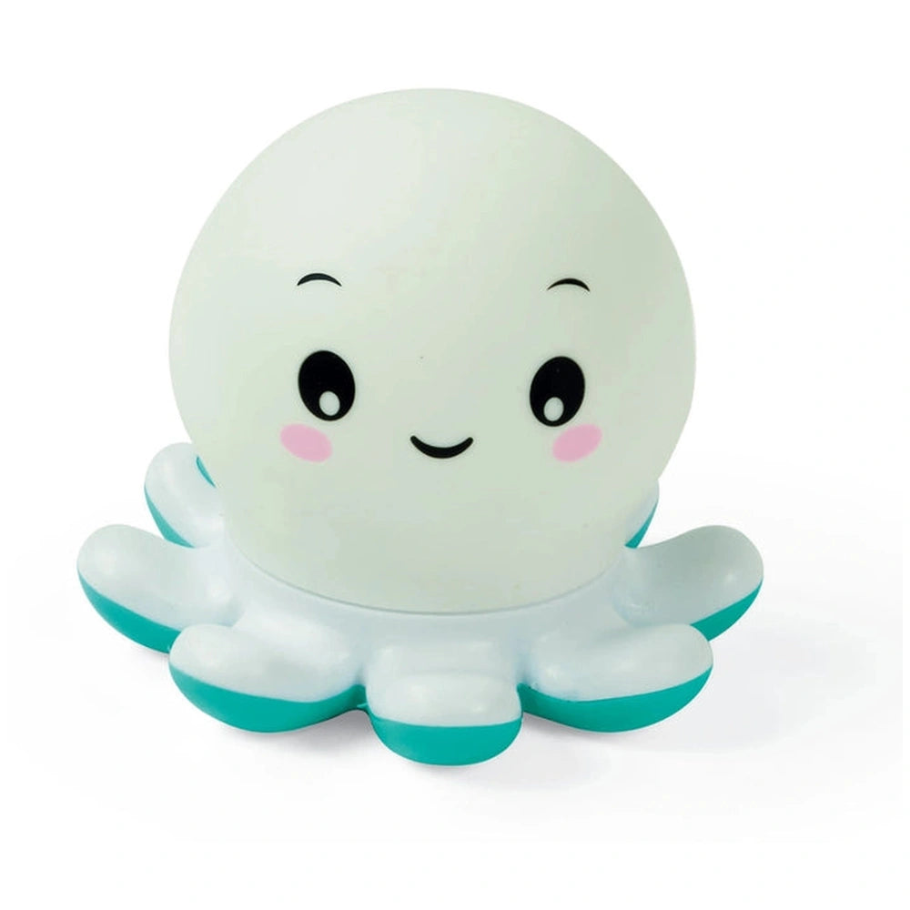 Baby Clementoni Octo Baby Bath Toy features a friendly white figure with blue-accented arms and a glossy finish.