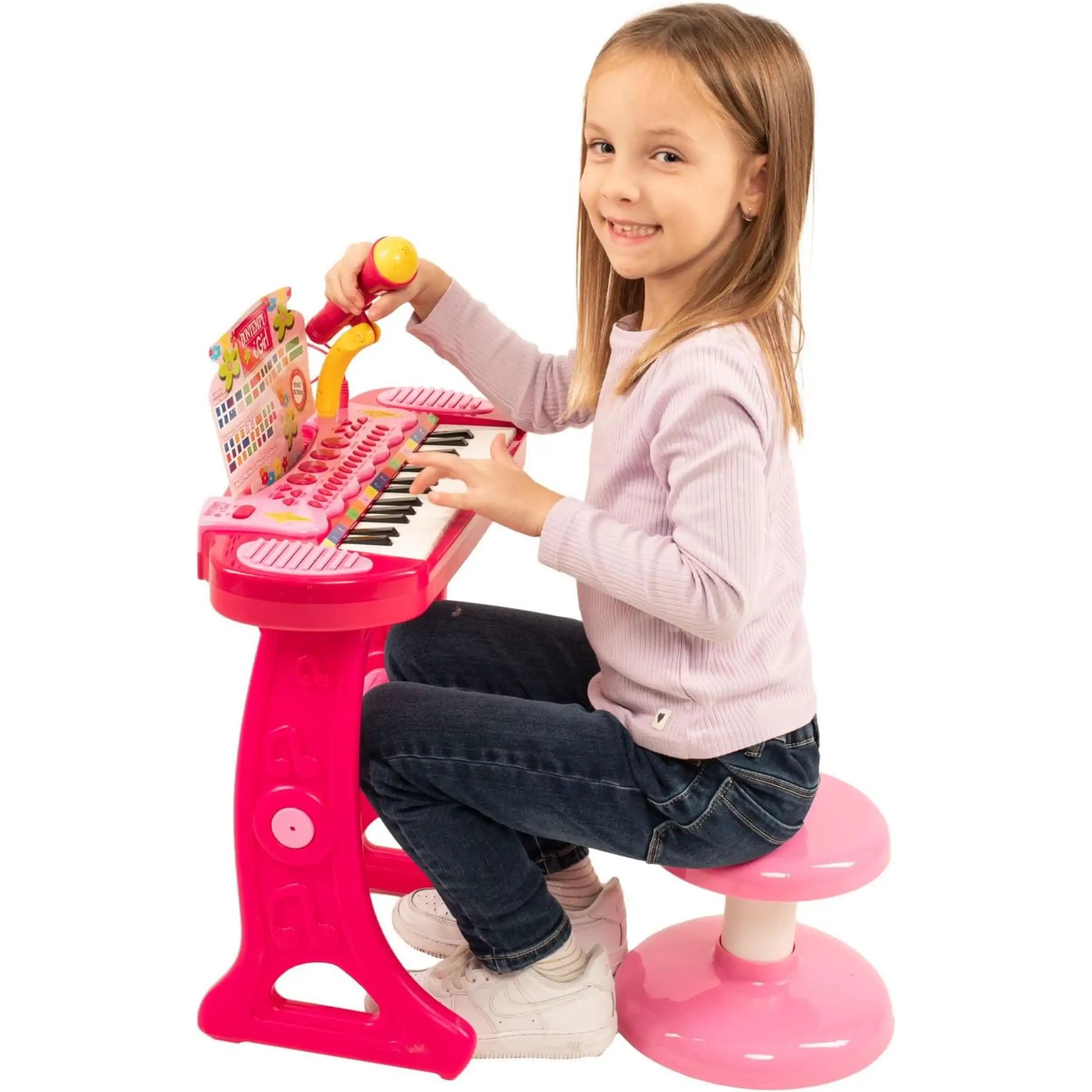 Bontempi - 31-Key Electronic Keyboard with Microphone Support Legs and Stool