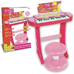 Bontempi - 31-Key Electronic Keyboard with Microphone Support Legs and Stool