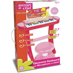 Bontempi - 31-Key Electronic Keyboard with Microphone Support Legs and Stool