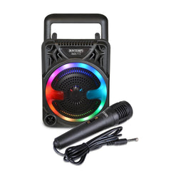Bontempi wireless speaker with microphone features RGB lights and "BOONTONK" text in white on a black surface.